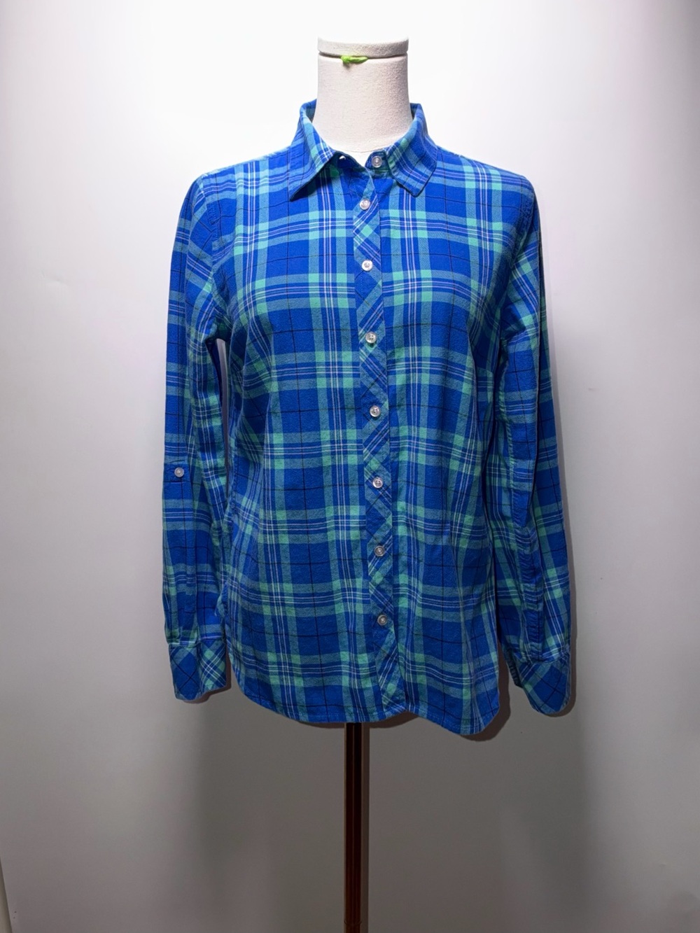 Talbots Petite Plaid Button-Down Shirt Size SP